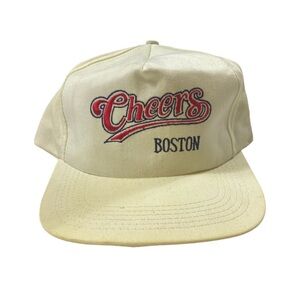 Vintage Cheers Boston SnapBack Hat TV Bar VTG White Red Blue